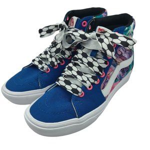 Vans Customs Unisex Blue Paint Brush Strokes Hi Top Skateboard Shoes W-7.5 M-6